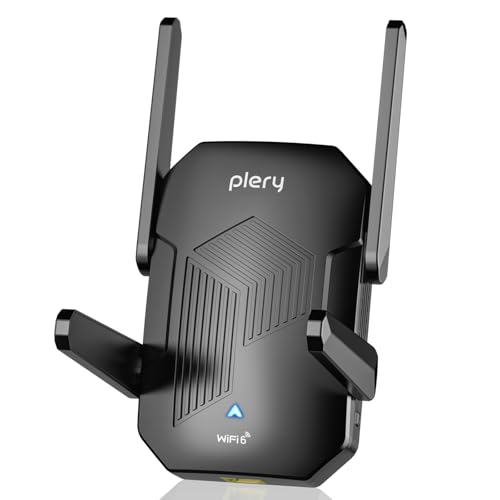 PLERY Wzmacniacz Sygnału Wi-Fi 6 AX1500, 5GHz/2,4GHz Dwuzakresowy Repeater WiFi Dalekiego Zasięgu, Wzmacniacz WiFi z Portem Ethernet, MU-MIMO, WPS, Wzmacniacz WiFi Kompatybilny z Każdym Routerem