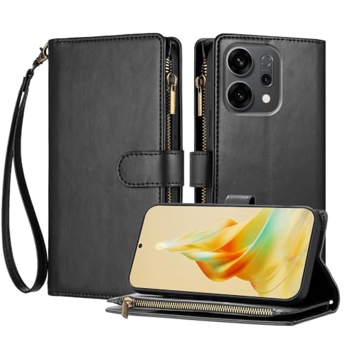 Housse Oppo Find X9 Pro avec fermeture éclair et portefeuille intégrés