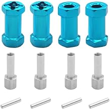 4Pack Vgoohobby 12mm Aluminum Wheel Hex Hub 25mm Offset Extension Hex Drive Adapter Combiner Coupler Compatible with Axial Scx10 D90 Wraith CC01 1/10 RC Crawler Car,Blue