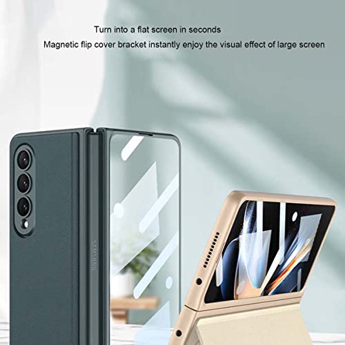 Compatível com Galaxy Z Fold 4 Case, Capa de couro de corpo inteiro Capa protetora de pára-choques F