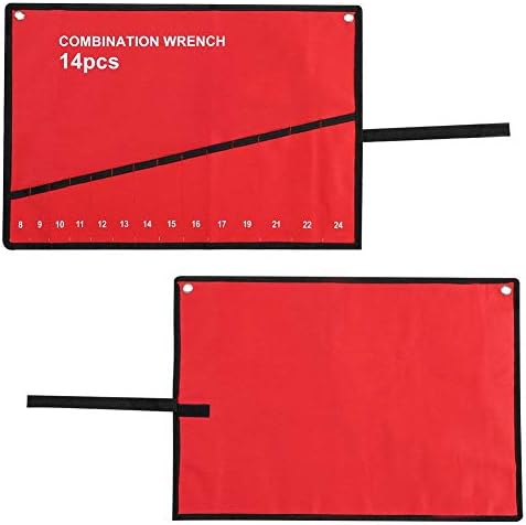 Roll Up Tools Bag, Multi-Pocket Tool Roll Wrench Pouch Organizer Storage Bag Spanner Plier Holder for Woodworker Handymen Craftsmen (14Pockets)