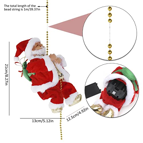 Climbing Santa Claus 9" Christmas Ornament Xmas Decoration Climbs Up And Down Battery Operated Toy With Light Music And Sound Animated Climbing On Beads Musical Moving Figure Xmas Christmas Ornament #TOP5