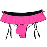 CHICTRY Men's Sissy Pouch Panties Mooning Skirted Crossdress Bikini Briefs Underwear Hot Pink X-Large(Waist:29.0-41.0