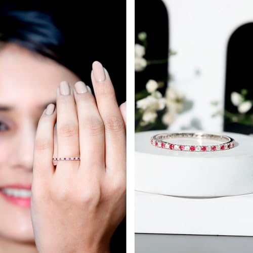 Certified Real Ruby Eternity Ring for Women, AAA Quality, Ruby Moissanite Wedding Band - Ready To Gift2