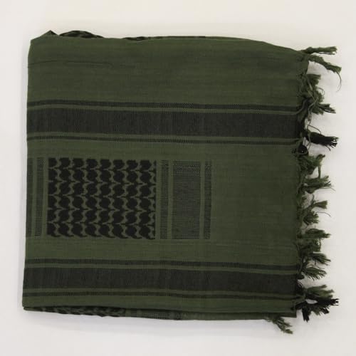 Image of Cotton Shemagh Keffiyeh Scarf - Lightweight Tactical Desert Head Neck Wrap, Sun Protection Outdoor Scarf for Summer Hiking