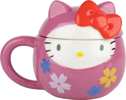 Konix Hello Kitty Mug 3D - Tasse en céramique - 320 ml - Motif Daruma - Rose
