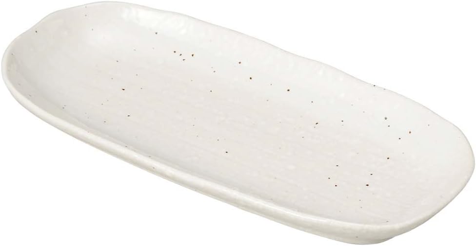 Yamashita Kogei 14053550 Long Plate, White, 11.2 x 5.2 x 1.1 inches (28.5 x 13.2 x 2.8 cm), Powdered Oval-shaped Long Plate