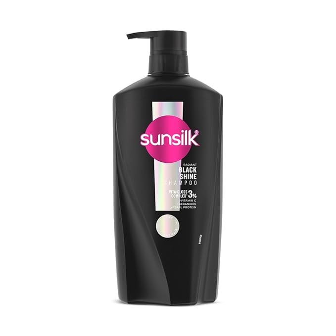 Sunsilk Radiant Black Shine Shampoo 650 ml || Infused with 3% VITA-GLOSS COMPLEX* || Gives Glass Shine Hair
