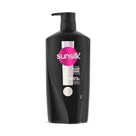 Sunsilk Radiant Black Shine Shampoo 650 ml || Infused with 3% VITA-GLOSS COMPLEX* || Gives Glass Shine Hair