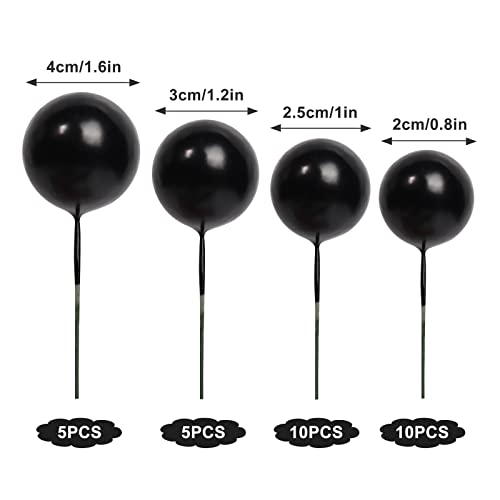 30 Pcs Balls Cake Topper Diy Cake Insert Toppers Ball Cake Picks Cupcake Topper For Birthday Party Baby Shower Wedding Cake Decoration（Black）… #TOP1