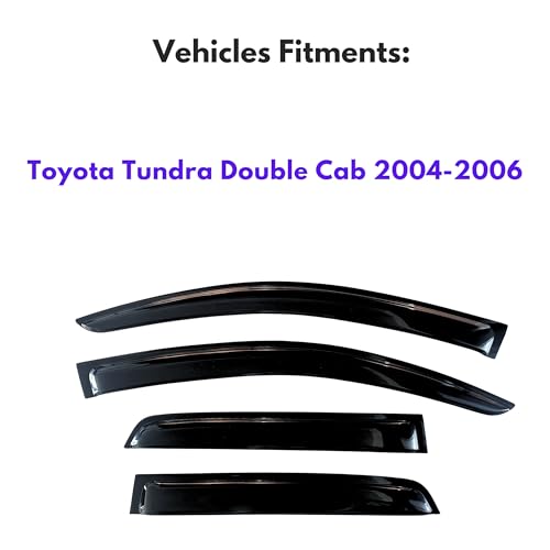 Image of KPY Window Visor Compatible with Toyota Tundra Double Cab 2004-2006, Rain Guard Window Vent Deflectors Tape-On Style, 2004 2005 2006 (Double Cab Only)