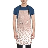 ASFgda Delantal impermeable con estampado de purpurina de oro rosa para hombres y mujeres, 2 bolsillos, delantal de chef ajustable para cocina y jardinería
