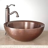 Signature Hardware 346799 Casalina 16' Circular Double-Wall Hammered Copper Vessel Bathroom Sink