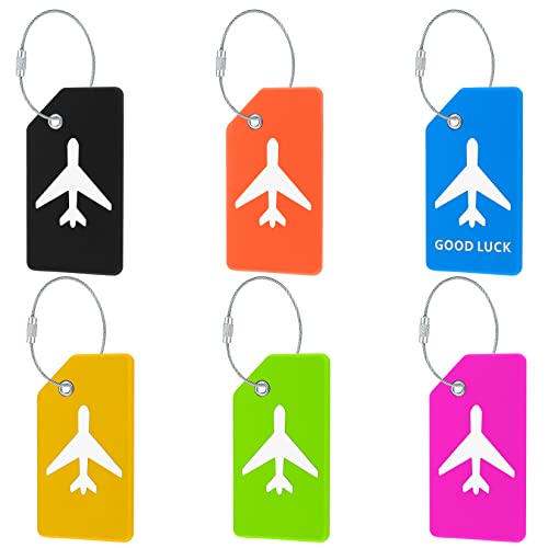 étiquettes à Bagages avec étiquette d'Adresse, étiquettes à Bagages de Valise en Silicone avec étiquettes Nominatives pour Bagages Valise Sac à Main (6) Cover