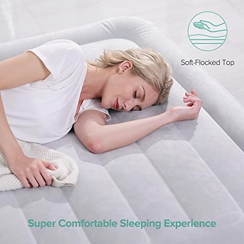 HOUSN Queen Size Air Bed Inflatable, Air Mattress Upgraded Blow up Bed with Built-in Electric Pump, Quick Inflatable Air Bed (203 X 152 X 51CM)
