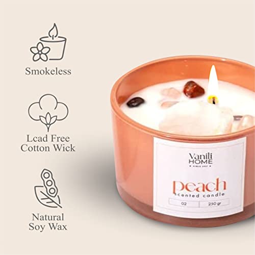 Peach Scented Candle | Aromatherapy Candle For Home | Natural Soy Candle | Best Smelling Candles For Home | Jar Candle With 100% Cotton Wick | 250 Grams Big Candle For Men & Women #TOP1