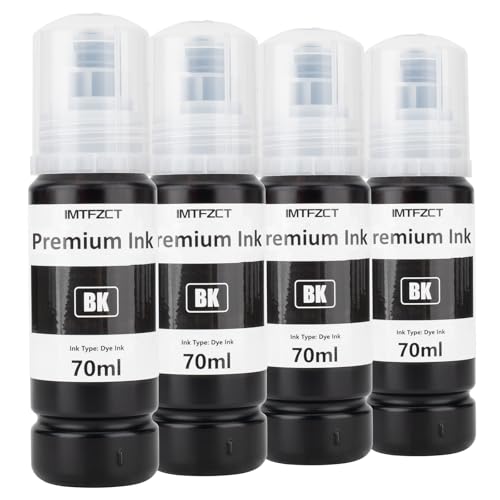 Replacement for Epson T522 522 Black Ink Refill Bottles for ET-2803 ET-2720 ET4800 ET-2800 ET-2760 ET-4760 ET-2750 ET-3760 ET-2850 ET-15000 ET-4700 ST-4000 ST-2000 ET-3710 Printer(4BK)