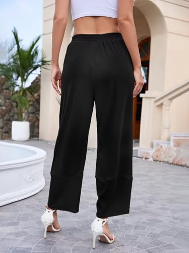 EGUGYDW Womens Baggy Wide Leg Pants Elastic High Waisted Palazzo Harem Trousers with Pockets4