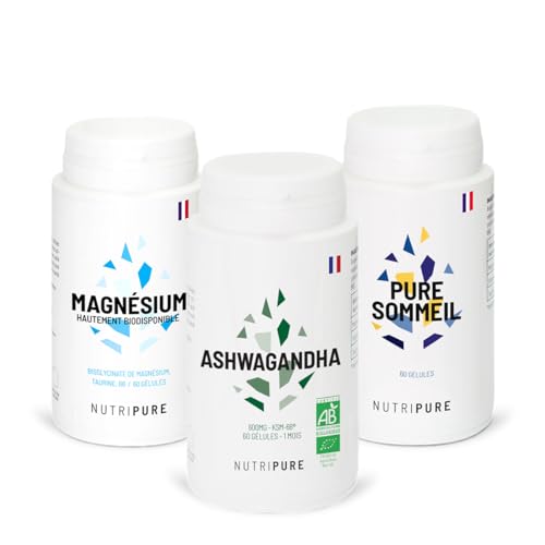 Nutripure | Pack Fatigue et Sommeil | Compléments Alimentaire|Réduire la fatigue, Récupération | Pure Sommeil, Pure Glycine & Ashwagandha | Made in France