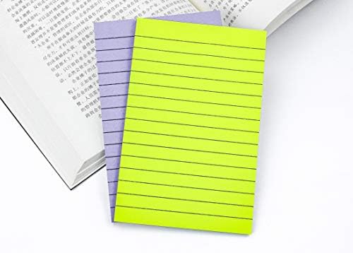 6-Pack Sticky Notes Post it Colorful Lined Post Memos 4" x 6", Removable Self Sticky Notes Pad for Office,Home,School, 50 Sheet