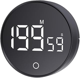 Magnetic Digital Kitchen Timer, 3 Volume Levels LED Display Visual Countdown/Countup Timer with Adjustable Stand for Cooking, Baking, Studying, Teaching & Fitness, Energy Saving Auto Dim Feature