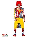 100% Baumwolle PARTY DISCOUNT ® Herren-Kostüm Frack Patchwork Clown, Gr. 52-54