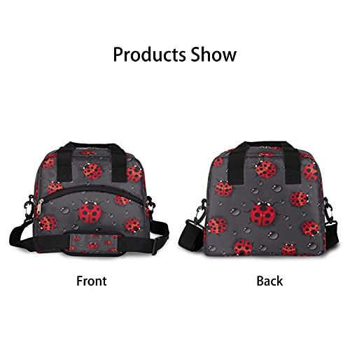 Pardick Funny Animal Ladybug Insulated Lunch Bag with Detachable Shoulder Strap Tote Bag for Women Men Adult Reusable Containers Organizer Thermal Cooler Bag for School Work Travel Lunch Box by Pardick - Used condition - Image 2
