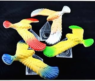4 Pcs Cute Balancing Bird With Clear Triangle Stand (Blue,Red,Green and Silver 