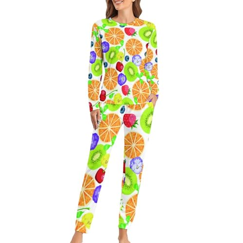 Pyjama femme orange et kiwi le cadeau idéal pour des nuits douces et colorées