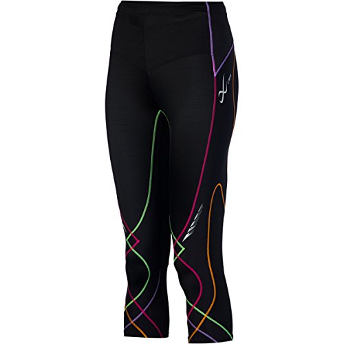 CW-X Conditioning Wear Women's 3/4 Length Stabilyx Tights, Black Rainbow, Medium