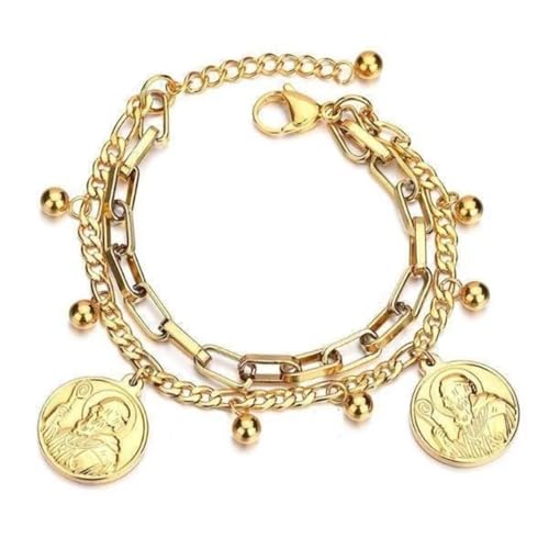 Pulseira Feminina São Bento Banhada a Ouro 18K em Aço Cirúrgico 316L, Ajustável, Proteção Espiritual, Fé Cristã, Afasta Energias Negativas e Inveja, Semijoia de Luxo – Acompanha Bolsa de Veludo
