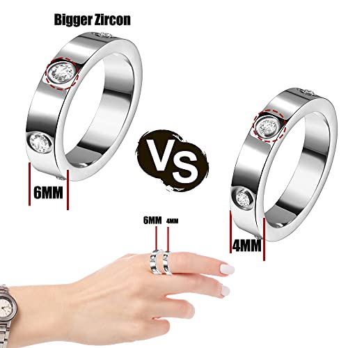 Love Friendship Rings 18K Gold Plated Silver with CZ 6mm Stainless Steel Promise Rings Wedding Band Fashion Love Rings for Her Women Valentine's Day with Gifts Box2