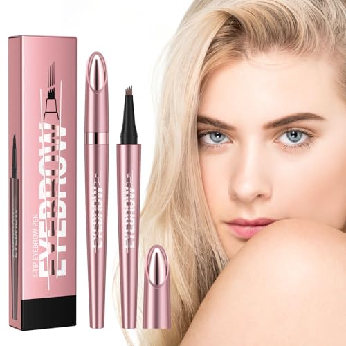 Microblading Eyebrow Pencil - 4 Tip Microblade Pen - Waterproof, Smudge-proof & Long Lasting Eyebrow Makeup - Black
