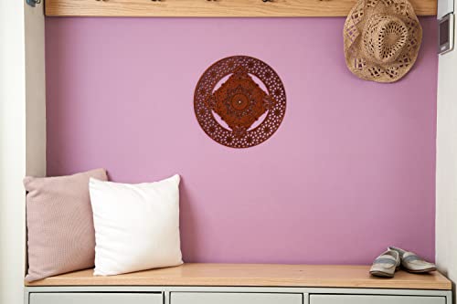 Woodfulart Wood Wall Decor Shine On Diamond Mandala - Hanging Wood Wall Art With Engraved Design, Flower Of Life Wooden Decoration - Sacred Geometry Wall Art For Home & Yoga Studio - 15.3" W X 15.3" H #TOP2