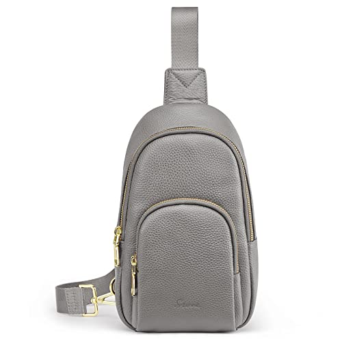 S-ZONE Leather Sling Bag for Women Men RFID Blocking Small Crossbody Purses