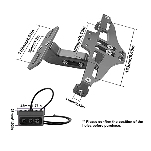 MDPROMCP Universal Motorcycle Fender Eliminator With LED Light CNC Aluminum License Plate Bracket (Gray)