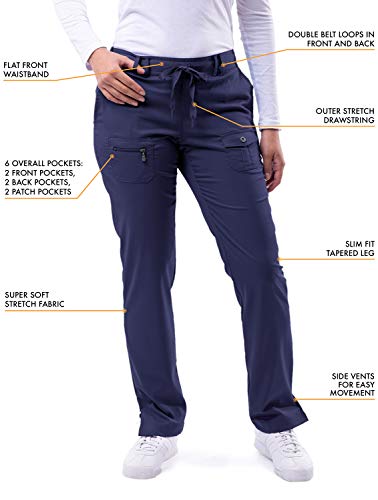 Adar Pro Breakthrough Plus Scrub Set For Women - Enhanced V-Neck Top & Multi Pocket Pants - 4400 - Navy - M #TOP3