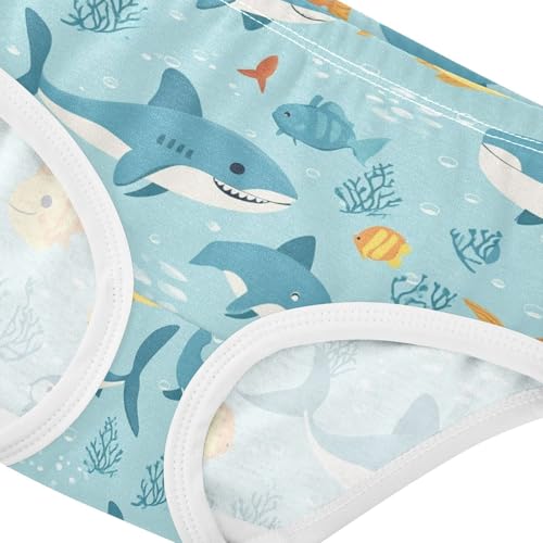 Wusikd Sea Marine Life Girls' Underwear Cotton Cartoon Girls Briefs Soft Toddler Underwear 2T4