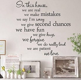 YYY Wall Décor Stickers in This House Quote Removable Art Sticker (in This House)