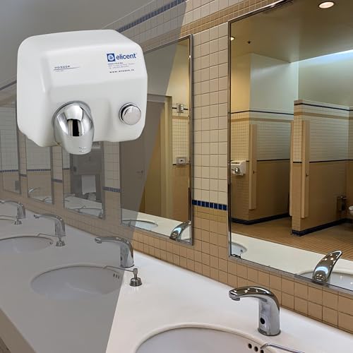 elicent HD300P Elektrischer Handtrockner weiß vandalensicher aus Stahl – Heißluft 53 °C, 96 km/h, Motor 250 W, hohe Widerstandsfähigkeit – für öffentliche Toiletten, Hotels, Fitnessstudios usw.