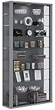 Mit LED-Beleuchtung VCM Wandvitrine Sammelvitrine Glasvitrine Wand Vitrine Regal Schrank Glas mit Beleuchtung Silber \