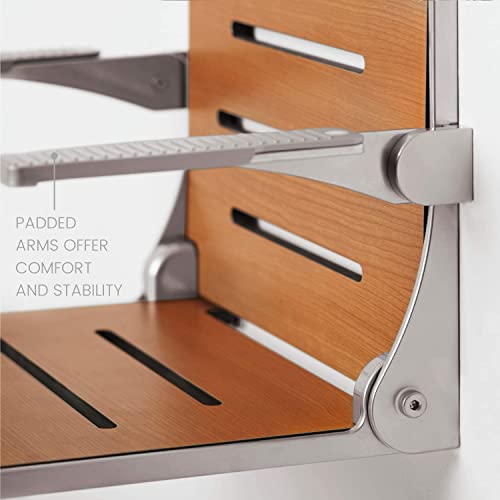 Seachrome Silhouette Comfort Folding Wall Mount Shower Bench Seat with Arms, Teak Seat with Silver Frame by Seachrome - Image 4