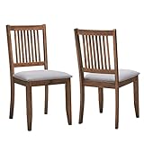 DUHOME Wooden Dining Chairs Set of 2, Farmhouse Kitchen Chairs with Backrest Dining Room Chairs Upholstered Seat Side Chairs for Living Room, Rustic Walnut