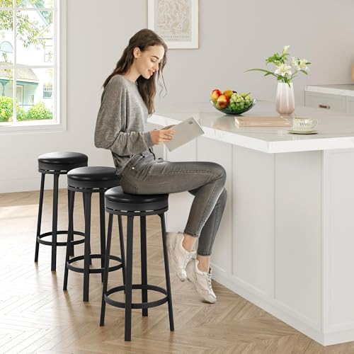 Tabouret de bar en cuir PU et structure metal noir robuste - 6