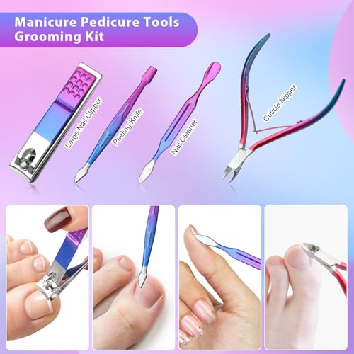 CGBE Conjunto de manicure e cortadores de unhas, kit de pedicure para homens e mulheres, kit de cuid