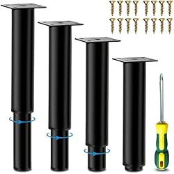 LYLIDIA 4pcs Patas Metalicas para Muebles, con Altura Regulable, para Sofas y Armarios (con Tornillos y Destornillador) (20-37cm)