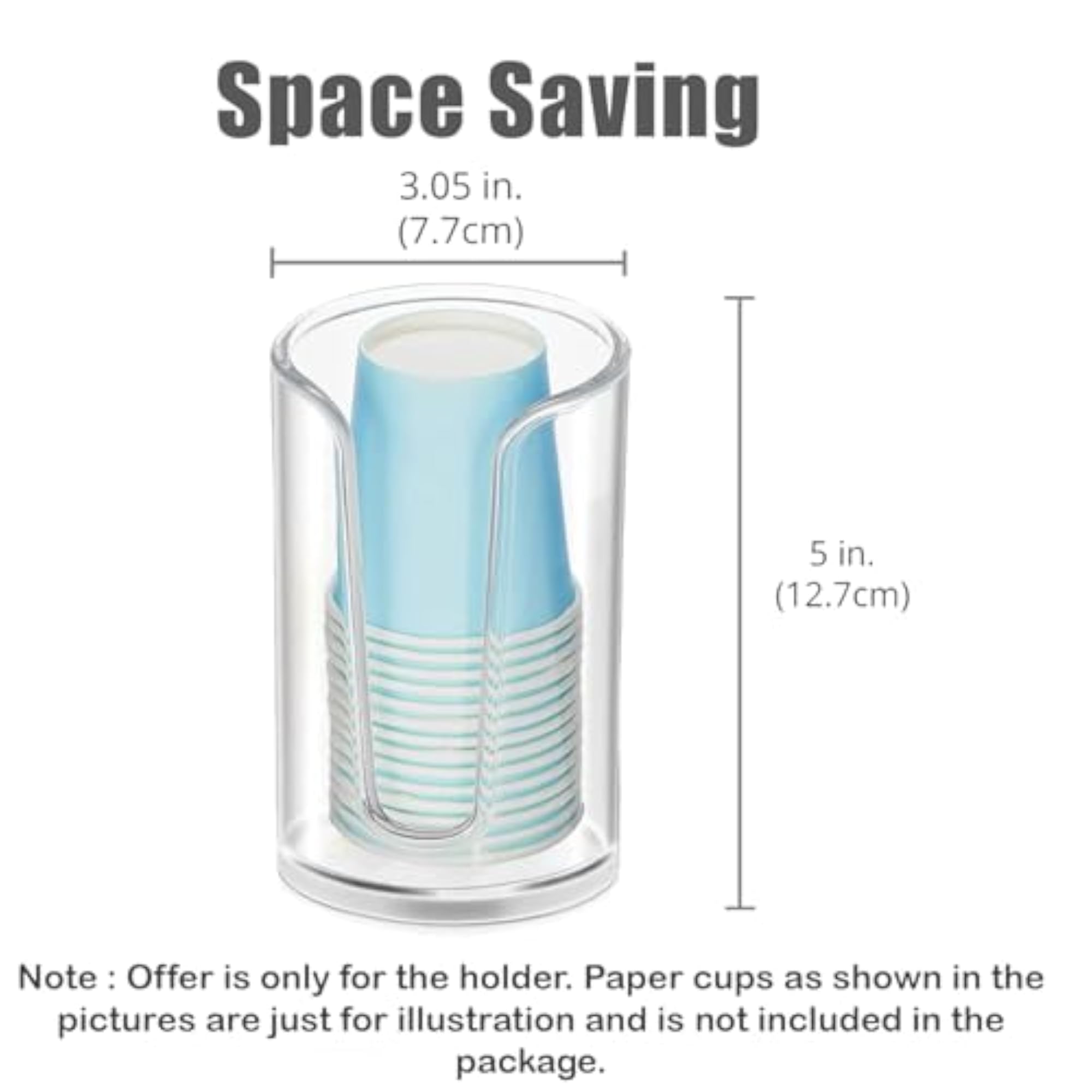 Acrylic Compact Small Disposable Paper Cup Dispenser