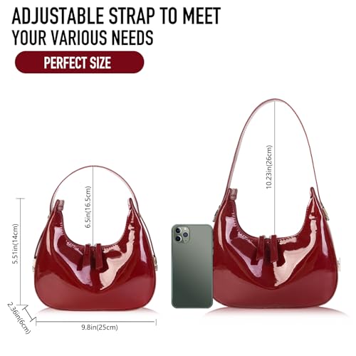 shoowyees Women's Crescent Shoulder Bags - Small Red Purse Y2k Top Handle Hobo Shoulder Underarm Handbags Clutch bag (A-Red Large) by shoowyees - Used condition - Image 5