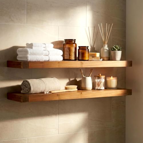 AquaTeak The Original 24" Moa Floating Teak Wall Shelf by AquaTeak - Used condition - Image 2