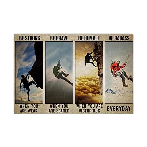 Cabenrm Rock Climbing Poster Retro Metal Tin Sign Vintage Aluminum Sign for Home Coffee Wall Decor 12x16 Inch Cover